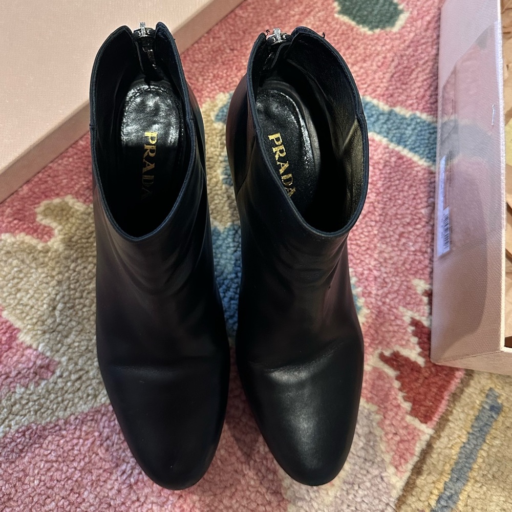 EUC Prada black leather booties Size 41 US 10 - Picture 12 of 16